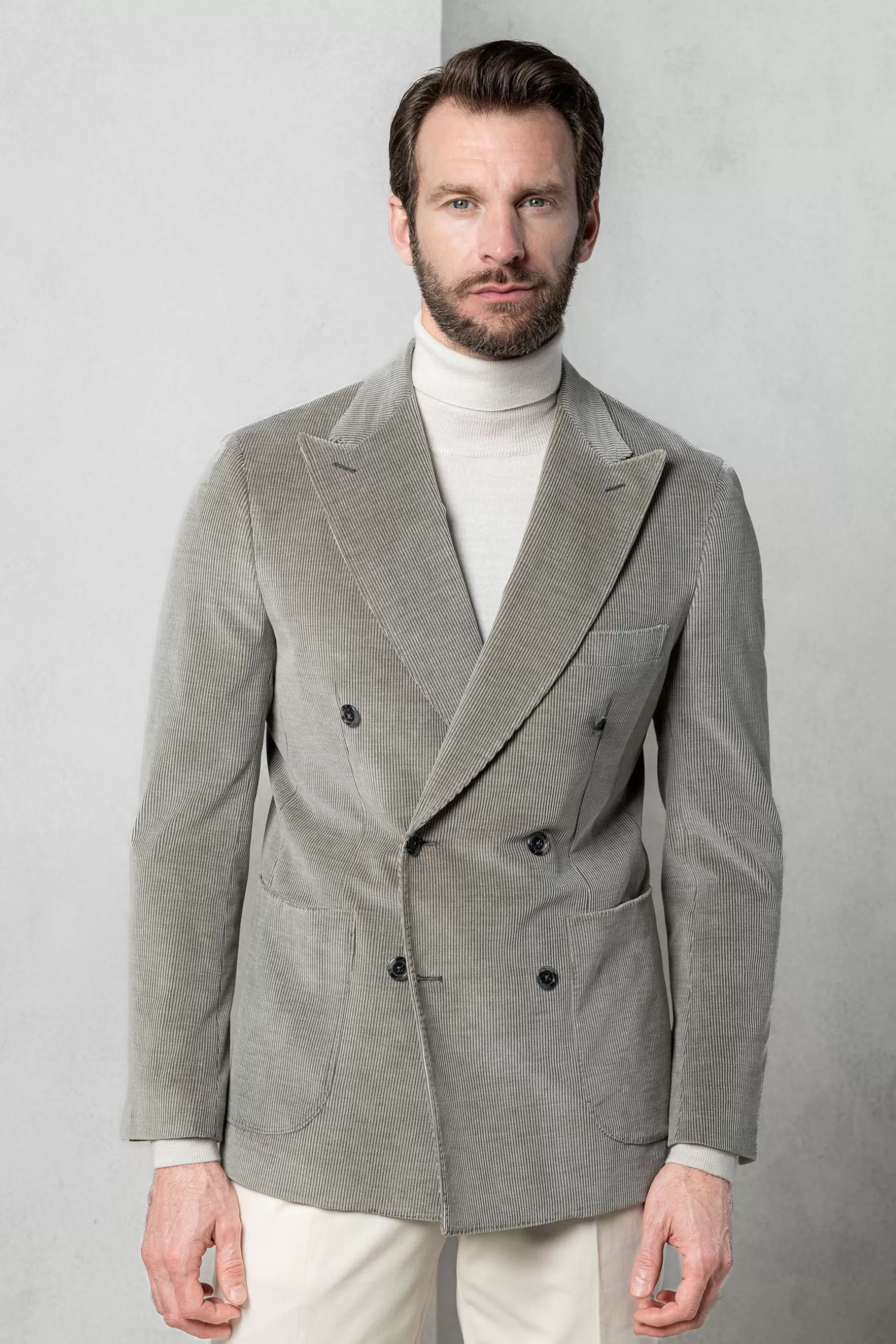 Veste Croisée En Velours Côtelé - Made In Italy>Pini Parma Outlet