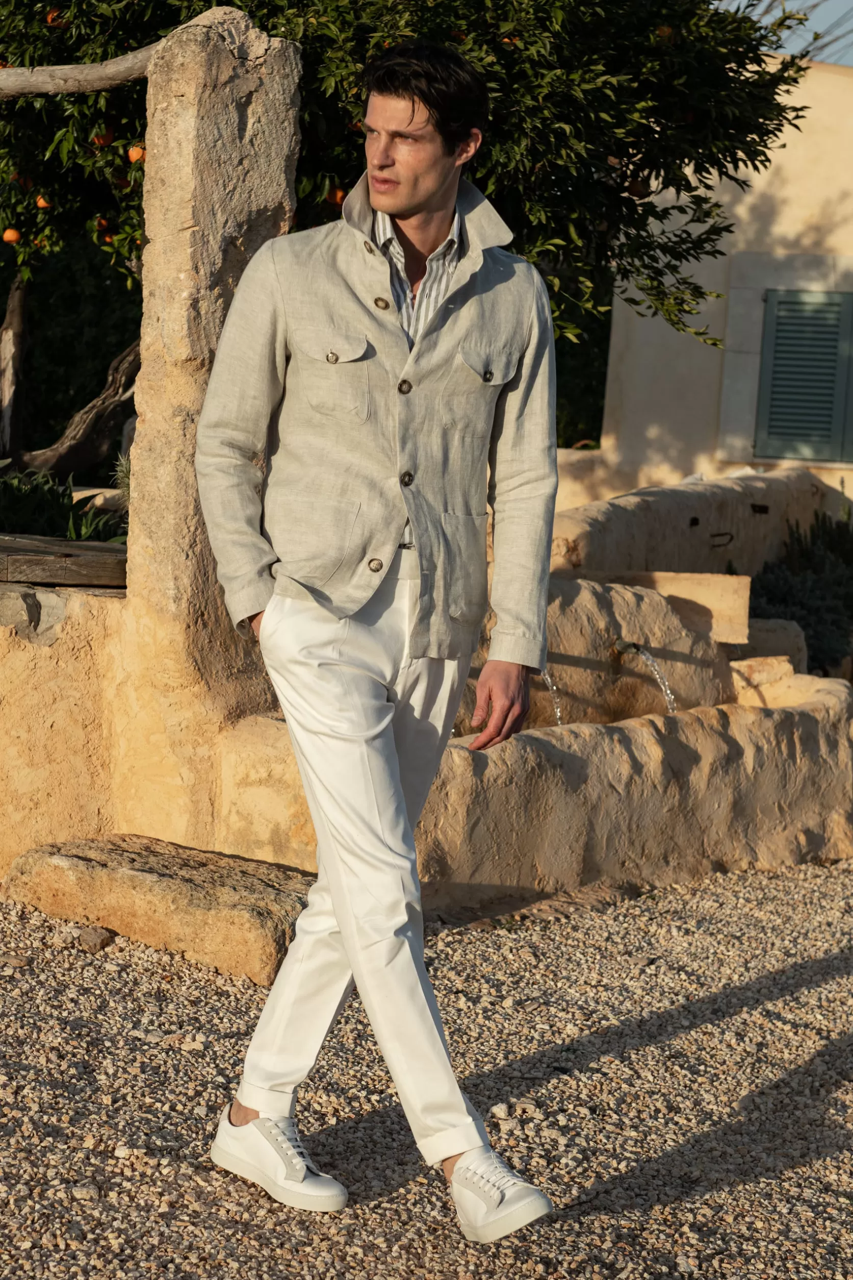 Veste Safari En Lin à Chevrons – Made In Italy>Pini Parma Online