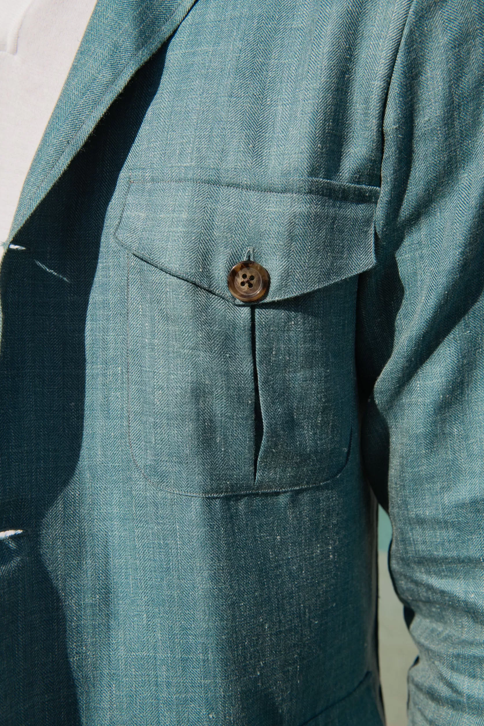 Veste Safari Vert D'eau En Laine, Soie Et Lin Loro Piana – Made In Italy>Pini Parma Flash Sale