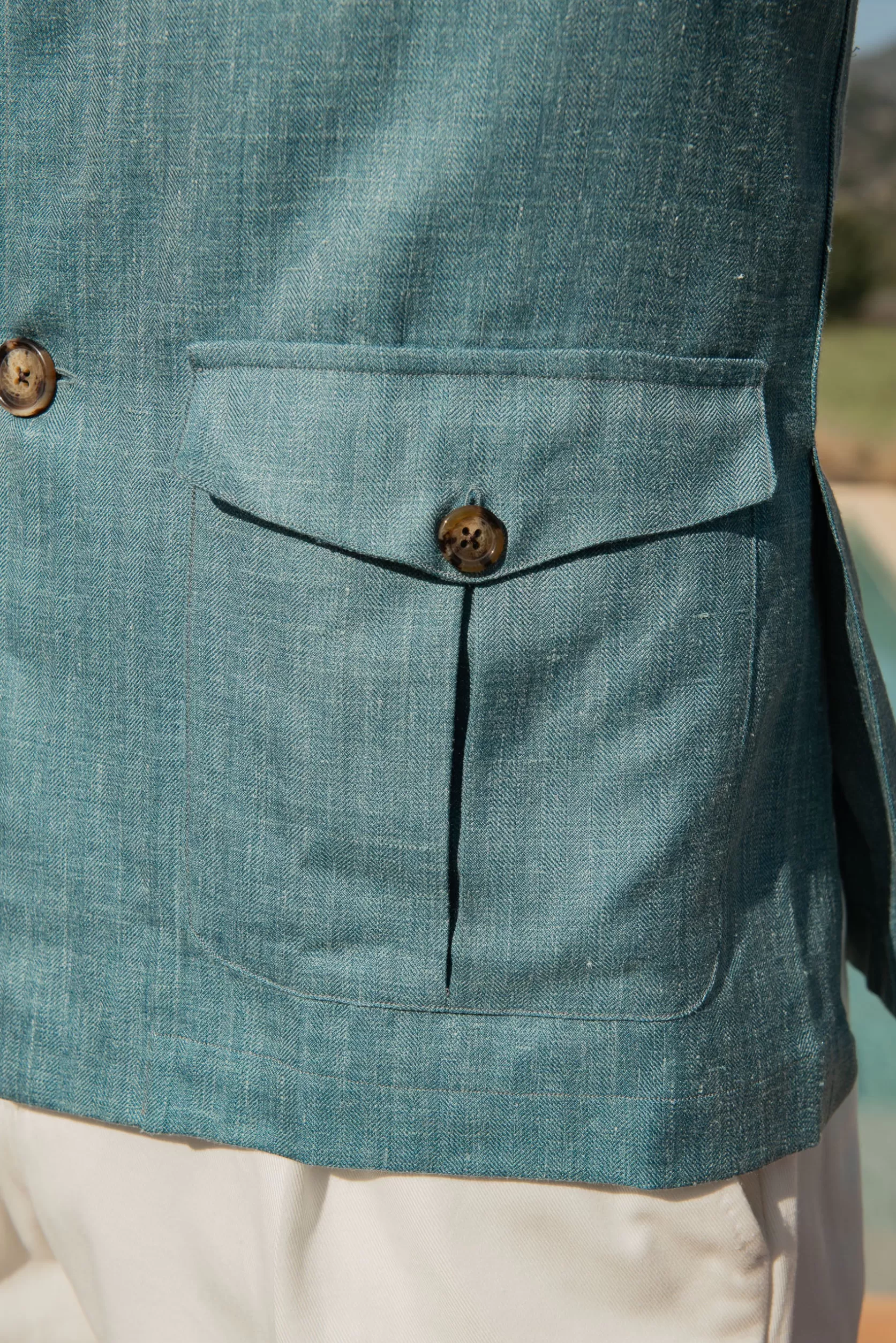 Veste Safari Vert D'eau En Laine, Soie Et Lin Loro Piana – Made In Italy>Pini Parma Flash Sale