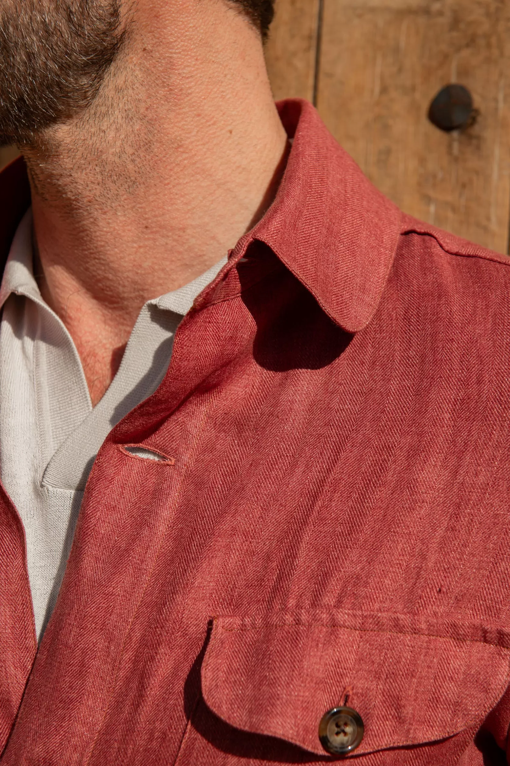 Veste Saharienne En Lin à Chevrons Rouges – Made In Italy>Pini Parma Sale
